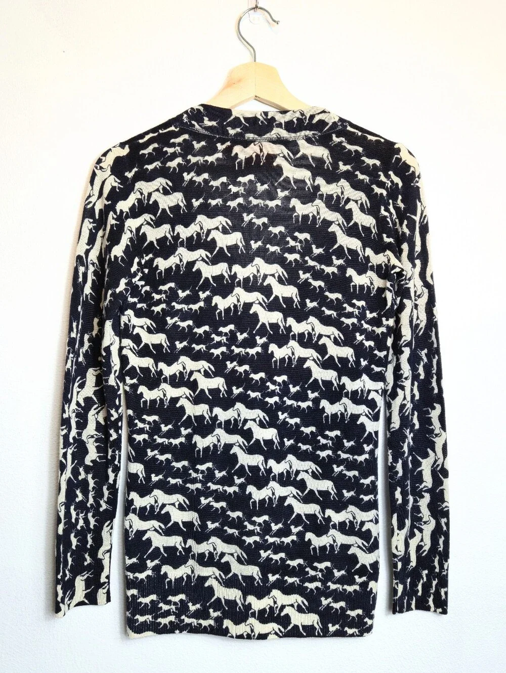 Tory Burch Intarsia Merino Wool Sweater Equestrian Pattern Size XS